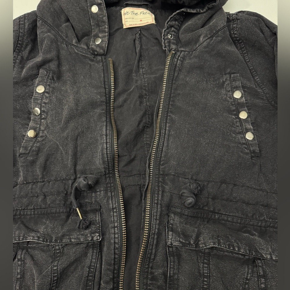 FP Movement by Free People Dark Gray Hooded Jean Jacket - Picture 5 of 15